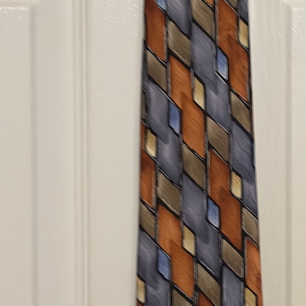 Neck Tie, Gold Copper Blue Black, 100% Silk Neck Tie, Designer Ties, Mens